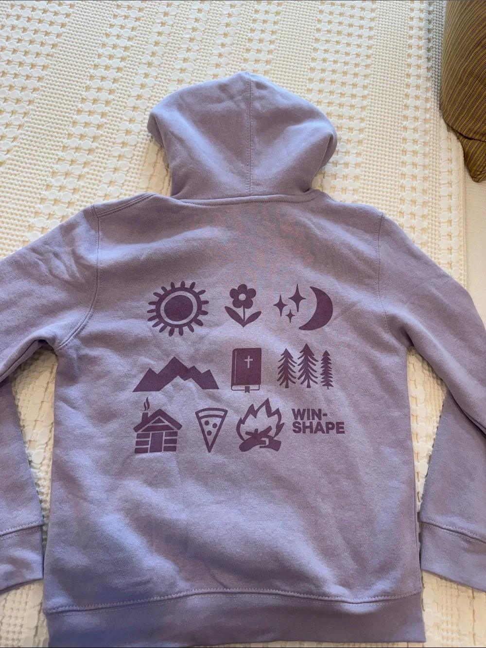 Kids Lavender Hoodie Sweatshirt with Subtle Flag Logo